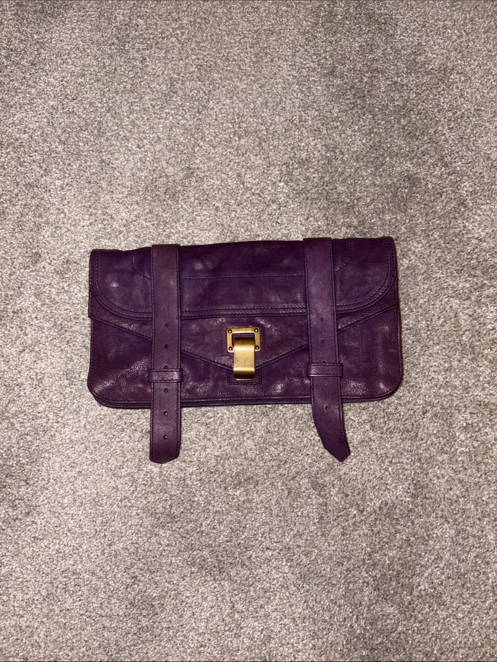 Proenza Schouler Purple Leather Clutch with Gold Hardware